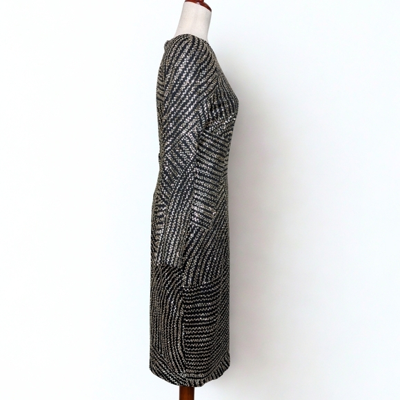 Vintage AJ Bari Equisite Black and Silver Sequined Open Back Body Con Dress SZ 6 - Picture 7 of 11